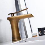 Basin Faucets Waterfall Bathroom Faucet Single Handle Basin Mixer Tap Bath Antique Faucet Brass Sink Water Crane Silver 6009