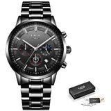 LIGE Sport Quartz Clock Men Waterproof Watch