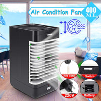 Mini Portable Air Conditioner Humidifier Purifier Desktop Cooling Fan Air Cooler Black Fan for Camping Outdoor Activities