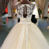 Lace Floor-Length Ball Gown Wedding Dress Train Lace up Beading