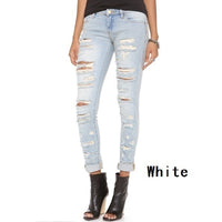 S-XXL Women's Skinny Hole Ripped Jeans