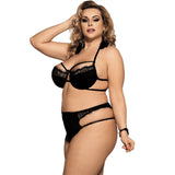 Women Plus Size Sexy Bra Set Black Lace