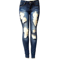 S-XXL Women's Skinny Hole Ripped Jeans