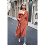 Double Woolen Woman's Upmarket Coat One Shoulder Overcoat
