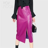 Real Leather Sheepskin Fanny Pack Hip Skirt Slit Over The Knee