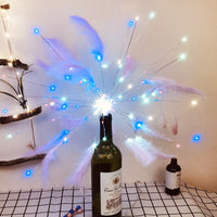 Hanging Starburst Fairy Feather Fireworks Light String 100 LED DIY Foldable Battery Garland Outdoor Waterproof Christmas Party