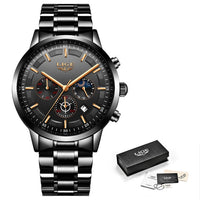 LIGE Sport Quartz Clock Men Waterproof Watch