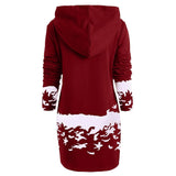 Women Christmas Dress  Hooded Long Sleeve Printed Casual