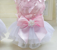 Pet Girl Dog Princess Dress Rose Flower Diamond Formal Wedding Dress
