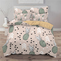 Small fresh pineapple 3D printed three-piece European and American bedding cover
