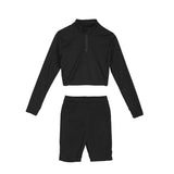 Black Tracksuit Women Two Piece Set Crop Top and Short