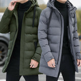 Medium Length Cotton Padded and hooded Jacket Men's