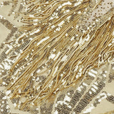 Stylish High Waist Gold Sequins Tassels Midi Dress