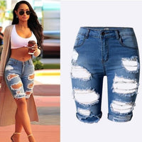Womens High Waist Sexy Jeans Shorts Fashion Ripped Hole Washed Stretch Denim Shorts Jeans