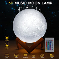 3D Print Colorful Bluetooth Msuic Moon Lamp Rechargeable Night Light For Moon light with 3Colors 16Colors Remote