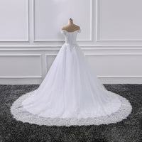 Princess Wedding Dresses Off Shoulder Applique Lace Sweetheart Ball Gown Bridal Robe