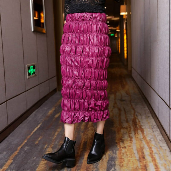 Sheepskin Purple Long Skirt Bubble