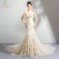 Wedding Dress Sweetheart Lace Flower Fishtail Wedding