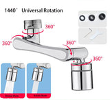 1080 °/1440 ° Mechanical Arm Double Outlet Bubbler Universal Extension Faucet