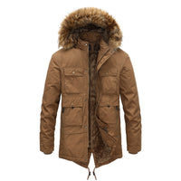 Winter Coat Men's Plush Medium Length Cotton Coat