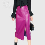 Real Leather Sheepskin Fanny Pack Hip Skirt Slit Over The Knee