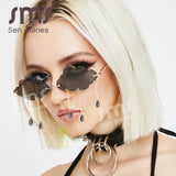 Rimless Sunglasses Women Vintage Clouds Tassel