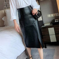 Real Leather Sheepskin Fanny Pack Hip Skirt Slit Over The Knee