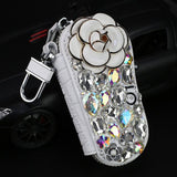 Camellia Diamond Cartoon Car Key Case Cute Auto Key Shell Holder Cover