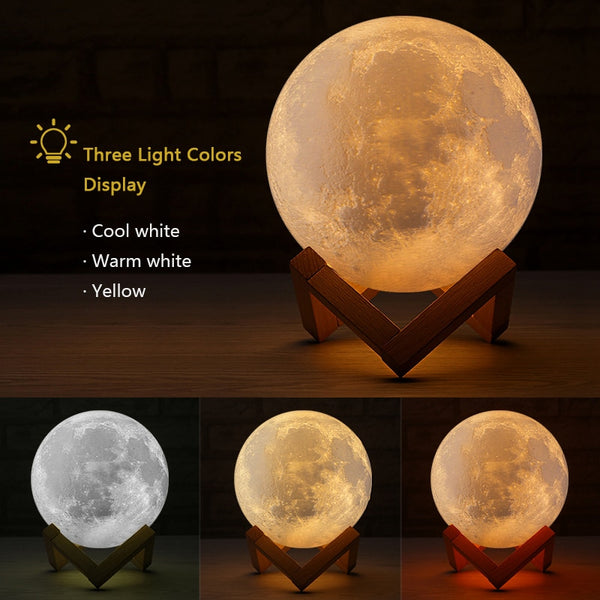 3D Print Colorful Bluetooth Msuic Moon Lamp Rechargeable Night Light For Moon light with 3Colors 16Colors Remote