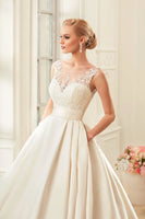 Satin Wedding Dresses Ball Gown real photo white & Ivory elegant Bridal Dress Open Back