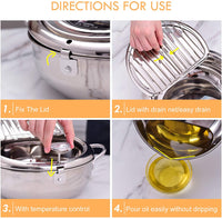 Japanese Deep Frying Pot with a Thermometer and a Lid 304 Stainless Steel Kitchen Tempura Fryer Pan 20 24 cm