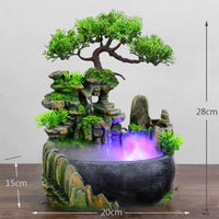Tabletop Ornaments Desktop Flowing Water Waterfall Fountain With Color Changing LED Lights Spray