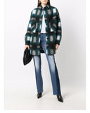 Women Wool Blend Plaid Coat Autumn Winter Turn-Down Collar Ladies Long Sleeve Woolen Jacket Outwear Top With Pockets