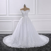 Princess Wedding Dresses Off Shoulder Applique Lace Sweetheart Ball Gown Bridal Robe