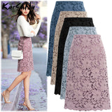 Women A-line Skirt Lace Elegant Office Skirts