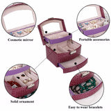 Large Capacity Three Layers Jewelry Box High-Quality European Leather Box With Lock Mirror