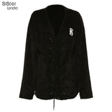 Women Jacket  Sexy V-Neck Criss Cross Slim Top Full Sleeve Thick Oversized Outwear