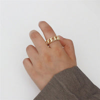 Gold Color Plating Chain Shape RING 7mm Wide For Unisex Vintage