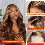 Highlight Wig Human Hair Body Wave Ombre Human Hair Wig Brazilian 30 Inch Full T Part For Women Honey Blonde Lace Front Wig