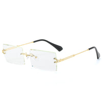 Rectangle Sunglasses Women Men Rimless Square