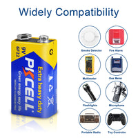 PKCELL 10Pcs 9V Battery Super Heavy Duty