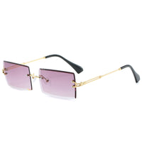 Rectangle Sunglasses Women Men Rimless Square