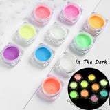 1 Box Neon Phosphor Powder Nail Glitter