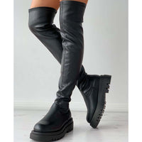 Thigh High Boots Fashion Slim Chunky Heels Over The Knee Boots Women Party Shoes