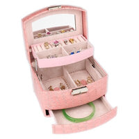 Large Capacity Three Layers Jewelry Box High-Quality European Leather Box With Lock Mirror