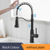 Pull Out Black Sensor Kitchen Faucets Stainless Steel Smart Induction Mixed Tap Touch Control Sink Tap