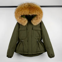 Fur Hooded Coat 90% Duck Down Jacket Women Short Female