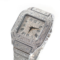 Hip Hop Full Iced Out Full Drill Men Square Watches Stainless Steel