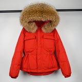 Fur Hooded Coat 90% Duck Down Jacket Women Short Female