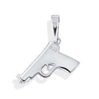 TOPGRILLZ Hip Hop Woman Pendant 925 Sterling Silver Glittering Pistol Pendant Iced Out Zircon Necklace Fashion Charm